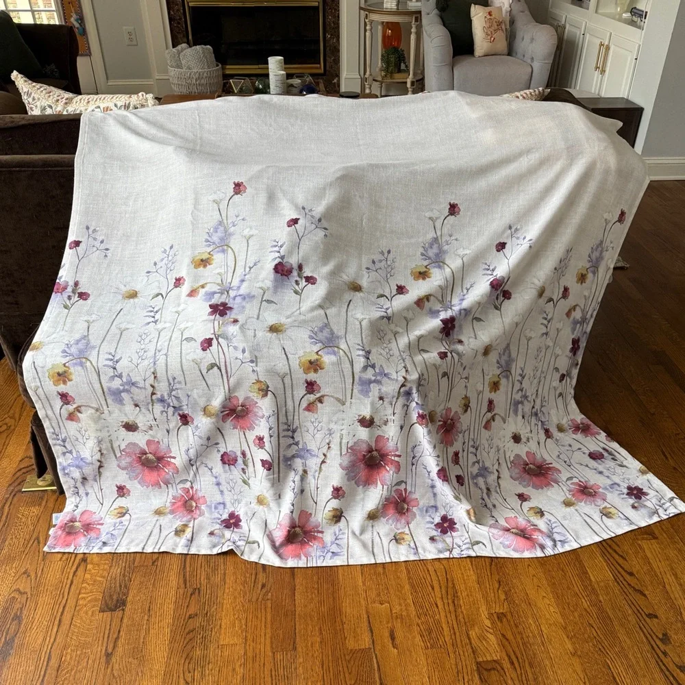 Croscill Shower Curtain Floral Flowers “Pressed Flowers” Linen Look 70.5”L x70”W